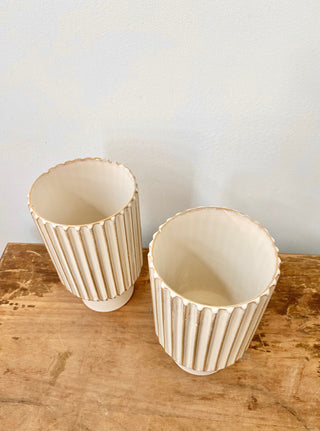 Ridged Ceramic Vase
