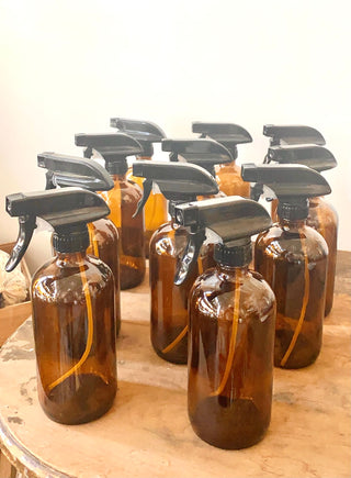 Amber glass bottle water sprayer