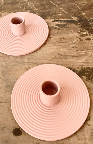 Modern blush ceramic candle holder