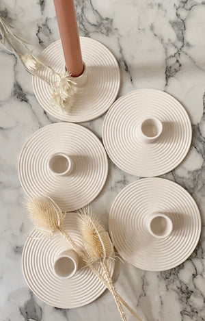 Modern white ceramic candle holder